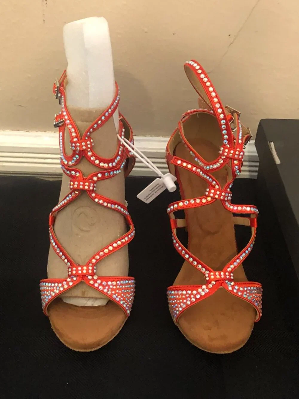 Dance and Sway Tangerine Rhinestone Latin Dance Shoes 7-7.5